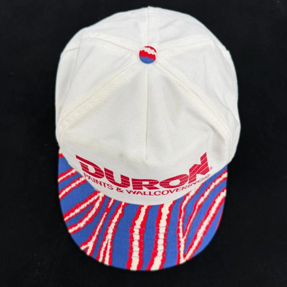 Vintage Duron Paints Wallcoverings‎ Snapback Hat White Blue Red Made USA
